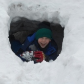 Emerging - from a snow cave